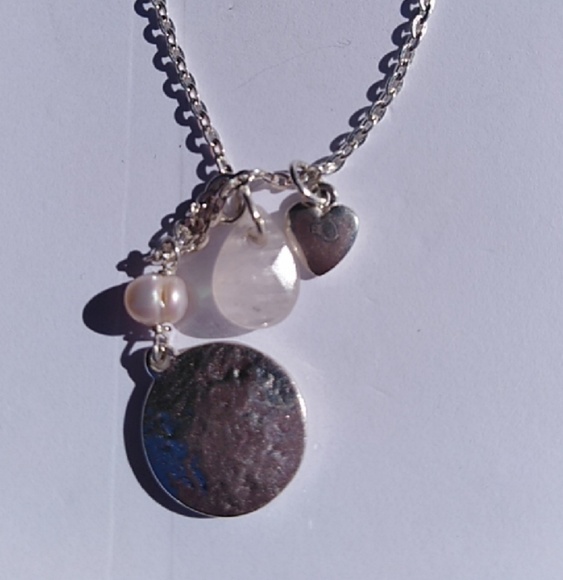 Pearl, Rose quartz, Sterling Silver Charm Necklace - Picture 4 of 4